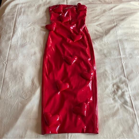 NEW! CULTNAKED- Strapless Love Killa Midi Dess in Red Patent Size Small - Picture 3 of 13